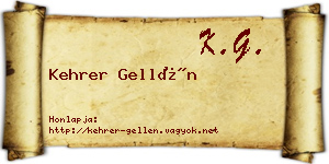 Kehrer Gellén névjegykártya