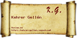Kehrer Gellén névjegykártya